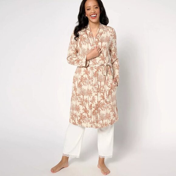 NEW Bumblebella by Jill Martin Dreamy Jersey Spa Robe-Brown Palm-Medium-A640441 - Picture 1 of 2